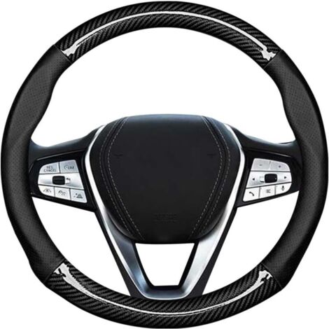 Couvre Volant Antidérapant et Respirant en Microfibre Cuir, Housse de Volant de Voiture pour Femmes et Hommes (Noir) (1/5)