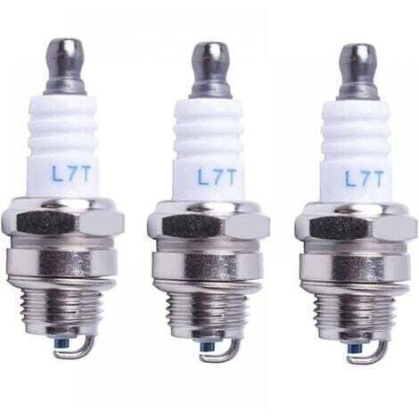 Bougie d'allumage L7T Tronçonneuse Tondeuse à gazon Petit Moteur Accessoire Pièces Compatible avec Hus-qvarna Rep NGK BPMR7A 4626 Equivalence RCJ6Y Champion Bosch WSR6F,Pack de 3 (1/4)