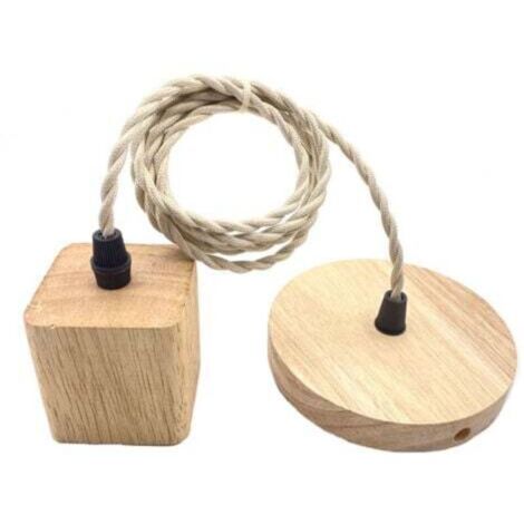 Douille de Suspension Support de Lampe Cordon Électrique et Monture de Plafonnier pour Bricolage de Luminaire en Bois avec Fil de 100cm Adapté, CarrÉ