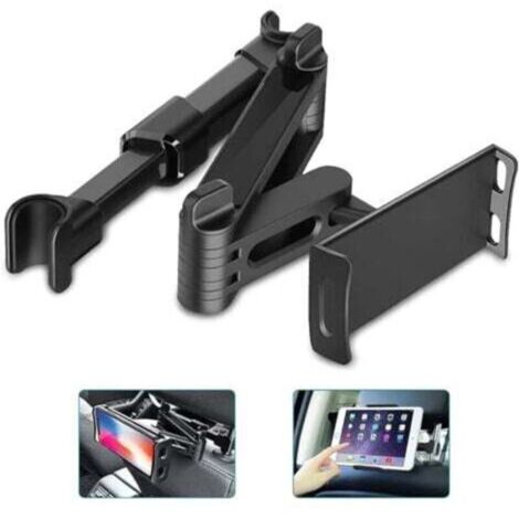 Support de coussin arrière de voiture, support télescopique pour siège arrière de voiture, adapté aux téléphones portables et tablettes, noir (1/5)