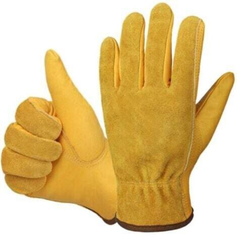Gants de travail en cuir 1 paires de gants de réparation de voiture de jardin de construction résistants à l'eau disponibles en taille L pour hommes et femmes (1/5)