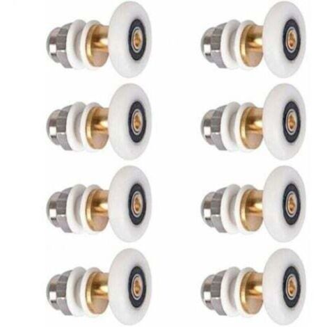 8 Pièces Roulette Porte Douche, Roulettes de Porte Coulissante Cabine de Douche Porte Poulies Roue de Rechange pour Rouleau avec Diamètre de Roues 25mm (1/5)