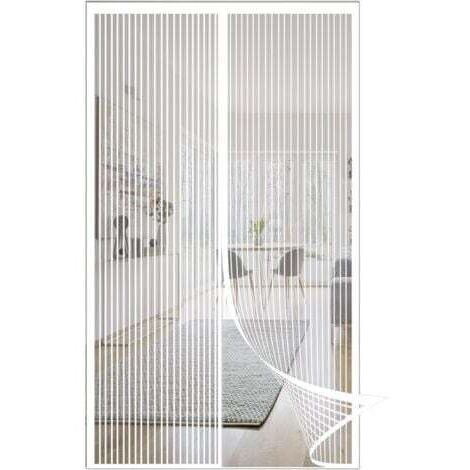 Moustiquaire magnétique haute densité 120 x 220 cm, installation facile sans perçage, pour balcon, salon, chambre d'enfant, blanc (1/5)