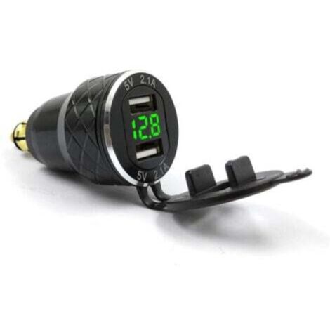 Chargeur de téléphone portable usb pour moto, prise européenne pour BMW Ducati, affichage de tension en métal, chargeur de voiture,vert (1/4)