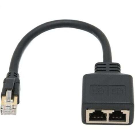 Adaptateur Répartiteur RJ45, Répartiteur D'adaptateur Ethernet 1 à 2 Ports Réseau RJ45, Adaptateur Répartiteur de Câble Réseau CAT8 pour Bureau à Domicile