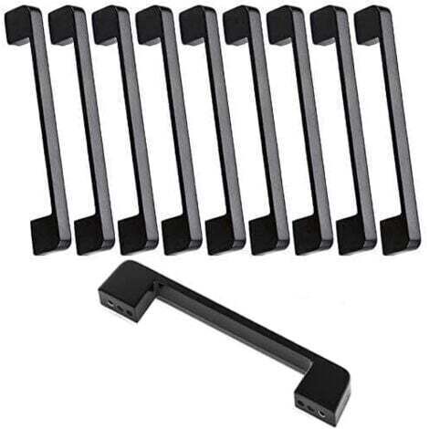 10 pcs Poignee de Meuble Cuisine Noir , Poignée Meubles Entraxe 160mm, Poignet Carrée de Porte d'Armoire Moderne pour Tiroirs, Armoires, Placards, Bureaux