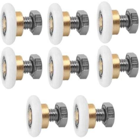 25MM Rouleau De Porte Coulissante, 8 PCS Rouleaux De Douche, Coureurs De Douche, Rouleau Roulette Roue pour Porte de Douche Roulettes Coulissantes Porte Roue de Remplacement (1/5)