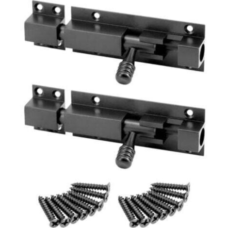 2X Verrou targette en alliage d'aluminium ,boulon 8 mm , Loquet coulissante pour porte, fenêtre, portail de jardin, cabanon (noir) (1/4)