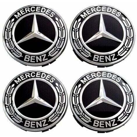 4 pièces Cache Moyeux Compatible with Mercedes Benz 75mm Cache de Roue Centrale ABS Accessoires de Voiture, (1/5)