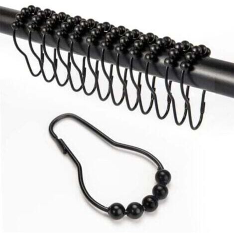 12 Pièces Crochet Rideau Douche, Anneau Rideau Douche avec Système Coulissant, Anneaux pour Tringle à Rideaux Antirouille, Anneaux Rideaux Douche pour Rideau de Porte, Rideau de fenêtre (1/5)
