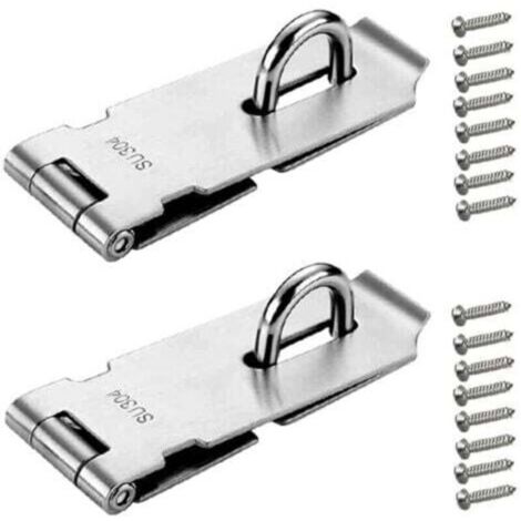 2 Pièces Loquet de Cadenas 4 Pouces - Argenté Acier Inoxydable Verrou de Porte Cadenas avec Vis pour Meubles Armoire Tiroir (1/5)
