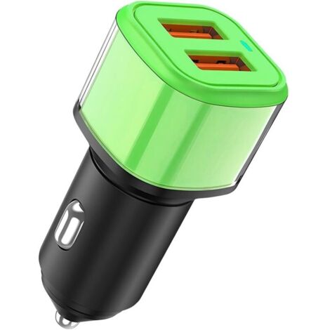 60W Charge Voiture, Chargeur Voitures USB Charge Rapide, QC 3.0 Chargeur Allume Cigare USB Voiture, Chargeur Voiture Double Port Prise, Automobile Universel Intérieur Décoration Accessoires