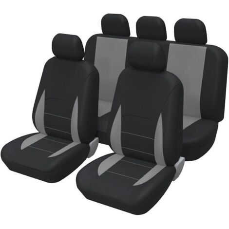 5 Pièces Universel Housse De Protection Siège Voiture, Housse De Siège Auto Antidérapante Anti-Sueur, Ensemble Complet Protections Sièges Voiture à Usage Auto Accessoires(Gris) (1/5)