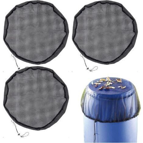 80cm Housse en maille pour baril de pluie, filet avec cordon de serrage pour seau de collecte d'eau ,Housse de barils de pluie anti-poussière pour cour, porches extérieurs, pelouses, jardins(3 article (1/5)