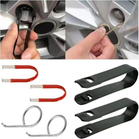 6 Pcs Outil Demontage Couvre-Écrous De Roues, Outils De Remplacement des Cache-Boulons Pneus, Pince Capuchon Ecrou Extracteur Pincettes, Extracteur De Pincettes pour Couvre Écrous (1/5)