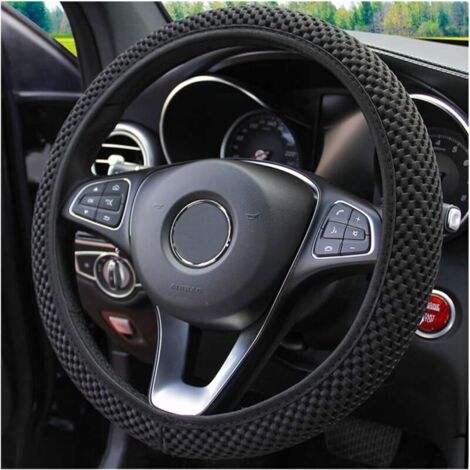 Couvre Volant en Microfibre Cuir Souple, Protege Antidérapant Respirant Souple Durable Accessoire de Voiture, Antidérapant Respirant Caches de Volant pour Voiture Van Truck SUV(Noir) (1/5)
