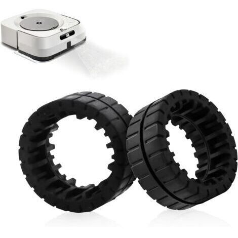 Lot de 2 pneus de rechange antidérapants en caoutchouc résistant à l'usure pour aspirateur iRobot Braava Jet M6