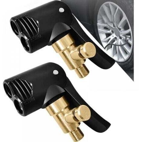 Lot de 2 Adaptateur de Valve de Pneu de Voiture,Embout Gonfleur, Adaptateur de Valve de Voiture à Levier, Adaptateur de Valve de Pompe à Air pour Voiture ou Camion, Vélo, Moto (1/5)