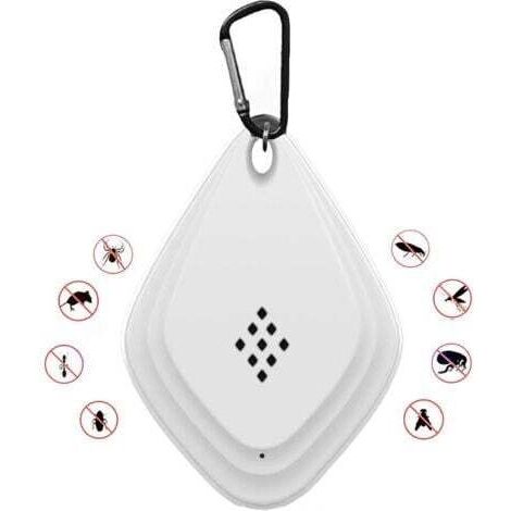(Blanc) Répulsif anti-moustiques extérieur, répulsif anti-moustiques ultrasonique portable, répulsif électronique anti-moustiques alimenté par USB avec crochet noir (1/5)