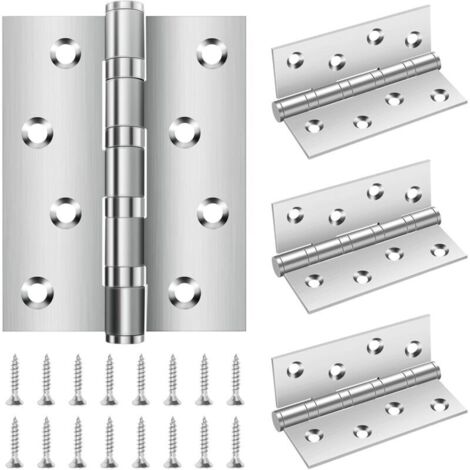 Lot de 4 charnières en pour charges lourdes - 100 × 76 × 13 mm - Charnières pliables en acier inoxydable avec 8 trous - Avec vis - Charnières pour portes massives - Pour porte de jardin (1/5)