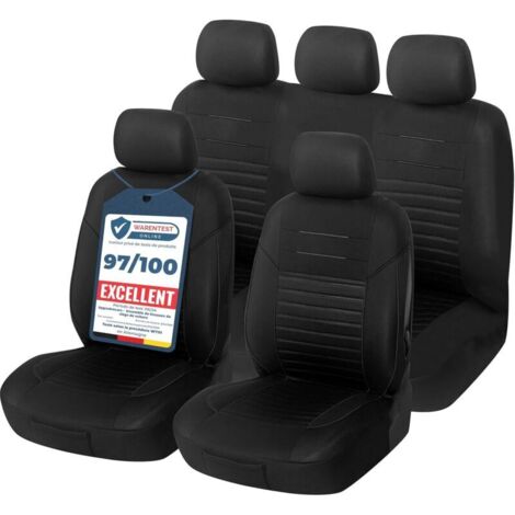 Housse de Siege Voiture Universelle Noir Ensemble de Housses Siège Auto Universel Couvre Sieges pour Avant et Arrière (1/5)