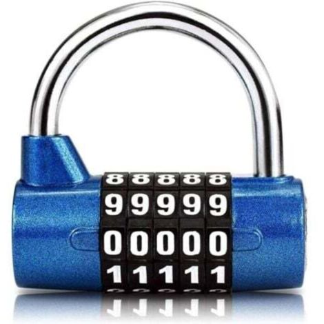 Cadenas à Combinaison à 5 Chiffres, Cadenas pour Gymnase, Peut être Réinitialisé Serrures à Combinaison, pour l'Ecole, Casier Sportif et Sport, Etui, Boîte à Outils, Clôture (1/5)