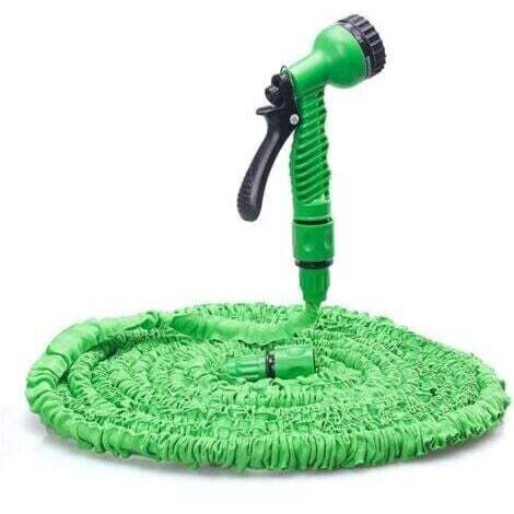 25FT Tuyau d'arrosage extensible - Tuyau d'eau flexible et léger, buse de pulvérisation à 7 fonctions, tuyau d'eau à noyau en latex triple couche et tissu extra résistant, tuyaux faciles à ranger (ver (1/5)