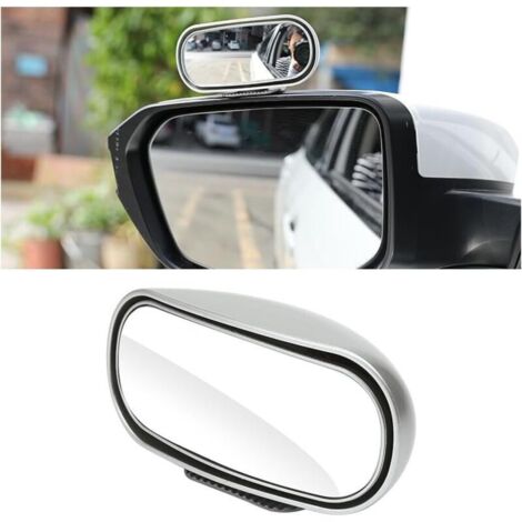 Miroir Convexe Angle Réglable, Miroir Auxiliaire Rotatif à 360° Intérieur Et Extérieur La Voiture, Retroviseur Conduite Accompagnée Retroviseur Angle Mort Pour Tous Les Voitures(Argent) (1/5)