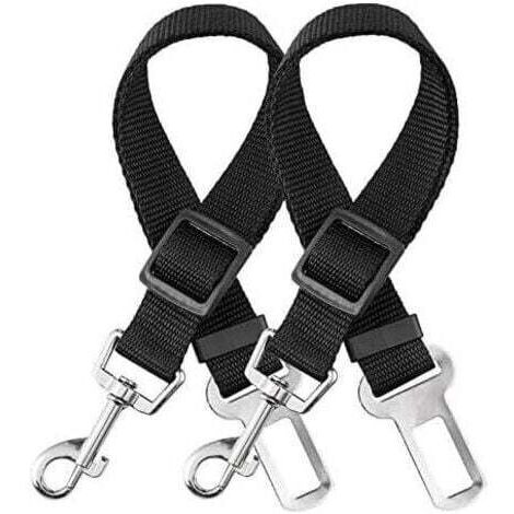 2 Pièces Harnais Voiture Chien Voiture Universel, Ceinture de Sécurité Chien Indéchirable Durable Réglable 33-60cm pour Tous Les Chiens et Chats, Nylon Noir (1/5)