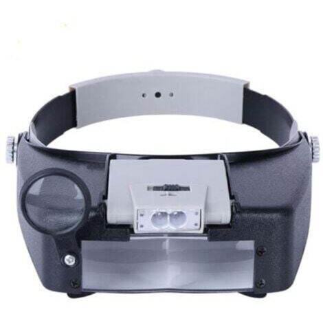 Bandeau Loupe Horloger Mains Libres Loupe avec Lumière Casque Loupe Grossissante avec LED Lumière, pour Horloger, Bijoutier, Lecture (1/5)