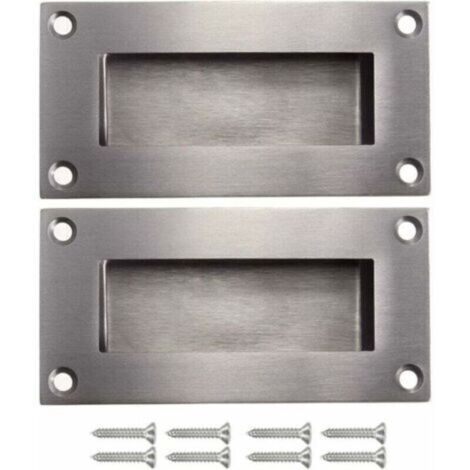 Poignées de porte poignée cachée poignée remplaçable pour porte coulissantes sans manche, Anticollision rectangulaires simple mais à la mode en acier inoxydable brossé satiné 2 pièces (1/5)