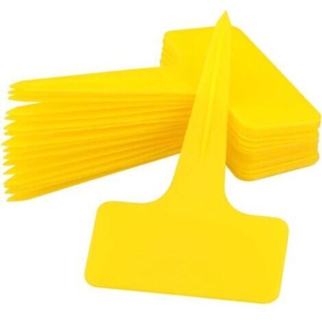 100 Pcs 6 x10cm-Jaune Plastique Plante T-Type Étiquettes Pépinière Jardin Étiquettes (1/5)