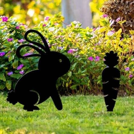 Carotte et lapin tridimensionnels en acrylique pour sol de patio extérieur, décorations de modélisation murale pour patio extérieur, décoration de jardin de ferme (1/4)