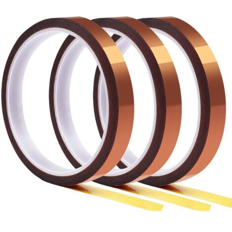 3 rouleaux de ruban adhésif haute température, 10 mm x 50 m, ruban de sublimation pour presse à chaud, ruban de transfert thermique sans résidus. (1 cm x 50 m, 3 pièces) (1/5)