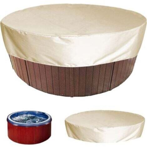 Couverture de Bain à Remous Rond Extérieur Housse de Protection Anti-Poussière Étanche pour Piscine Résistante Aux UV pour Meubles de Jardin de Baignoire à Remous Spa-Beige (160 x 90cm) (1/4)