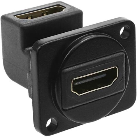 Adaptateur de Montage sur Panneau HDMI 2.0 à 90 Degrés Femelle à Femelle Connecteur à Angle Droit Coupleur HDMI en Forme de D pour Ordinateur Lecteur Blu-Ray HD TV Projecteur d'interface HDMI (1/5)