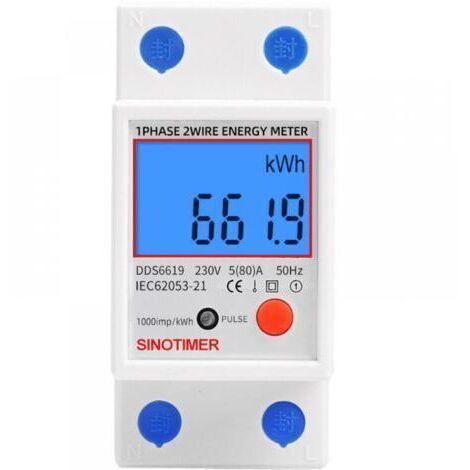 Sous compteur électrique monophasé, 80A max modulaire, Simple tarif, Affichage LCD (1/4)