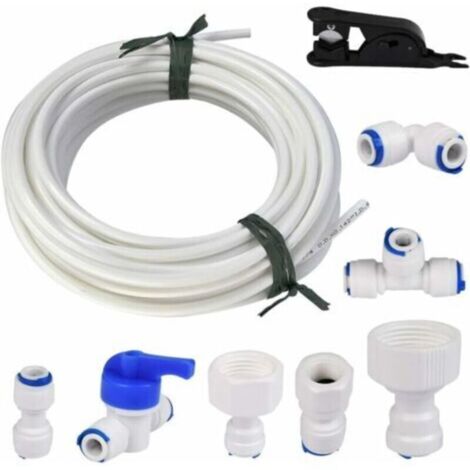 Tuyau d'alimentation en eau universel de 15 m, kit de raccord de tuyau de réfrigérateur 1/4", tube de filtre, pièces et accessoires pour réfrigérateurs européens/américains (1/5)