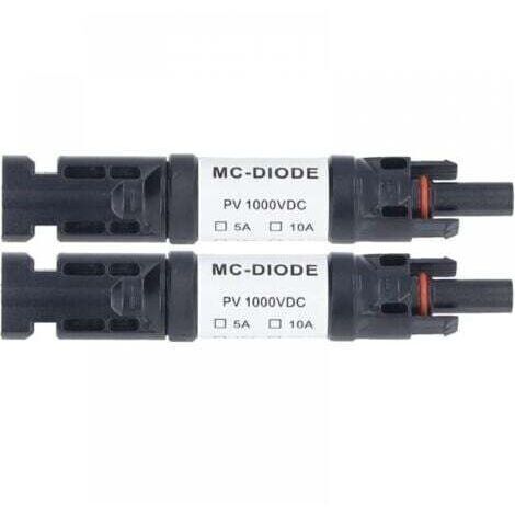Lot de 2 Pièces de Connecteur PV Solaire 1000 V Diode Anti-retour Intégrée IP68 étanche pour Connexion Panneau Solaire(10A) (1/5)