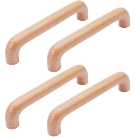 4 Pièces Poignée de Meuble Bois, Poignée Meuble Cuisine Placards Poignee Porte, Espacement des Trous 128mm, pour Meubles de Cuisine et Tiroirs (1/5)