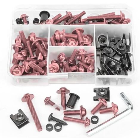 Kit Assortiment Clips D'écrou De Boulons, Kit Vis Autotaraudeuses, Carénage-Kit Vis Carénage-Moto, Kit Boulons Pour Carénages Motos, Vis Moto Colorées Kit-Boulon Carénage(Rose)