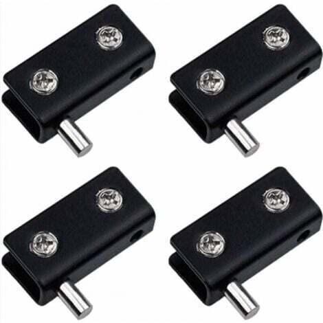Lot de 4 charnières pivotantes, sans cadre pour porte en verre - Noir - Clips de porte en verre en acier inoxydable avec broche réglable - Kit de remplacement pour porte en verre de 5 à 7 mm (1/5)