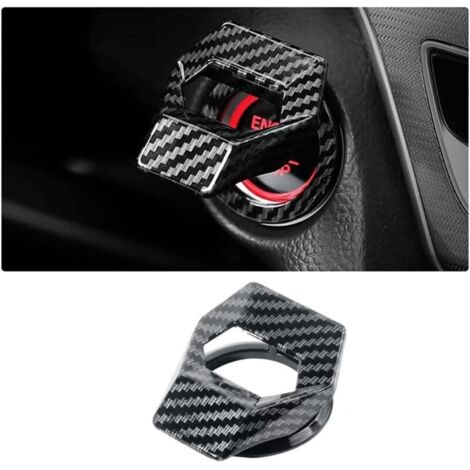 Couvercle De Protection DÉmarrage De Voiture, Voiture de Démarrage du Moteur D'arrêt Bouton Coque, Engine de Démarrage Bouton-poussoir, Couvercle de Bouton D'arrêt du Moteur(Carbone Fibre) (1/5)