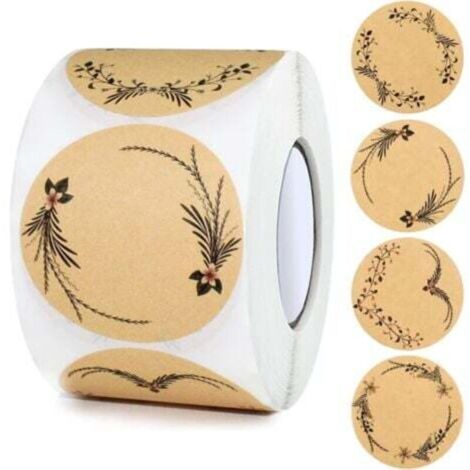 500 Pcs (brun)Étiquettes Autocollantes Kraft Rondes Étiquettes à Confiture de 5 cm Étiquettes Adhésives Autocollant Papier Kraft Pour Les Cadeaux Enveloppe Baking Épices Étiquette Bocaux (1/5)