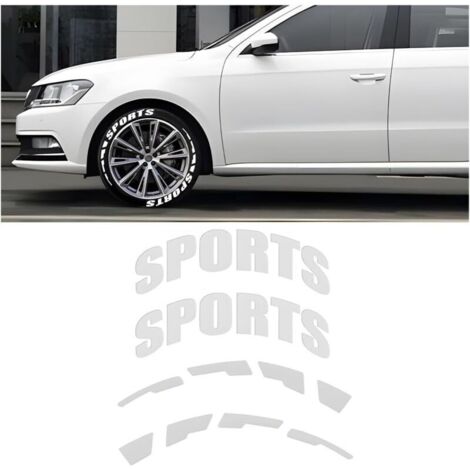 8 Pièces Autocollants 3D Pour Pneus Et Roues, Autocollant PVC Imperméable De Roues Voiture, Autocollants Décoration Sportive Pour Roues De Voiture, Auto Accessoires Décoratifs(Blanc) (1/5)