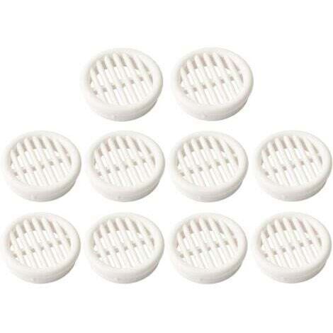 10x Grille de ventilation aération ronde plastique diamètre encastrement 39.5mm hauteur 11mm cache protection plafond mur menuiserie, blanc (1/4)