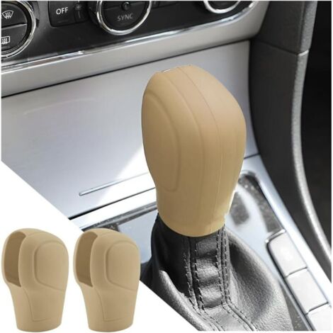 2 Pièces Couvre Levier Vitesse Silicone, Coque En Silicone Pommeau De Levier De Vitesses Voiture, Auto Coque de Protection de Changement de Vitesse, Anti Dérapant, Résistante(Beige) (1/5)
