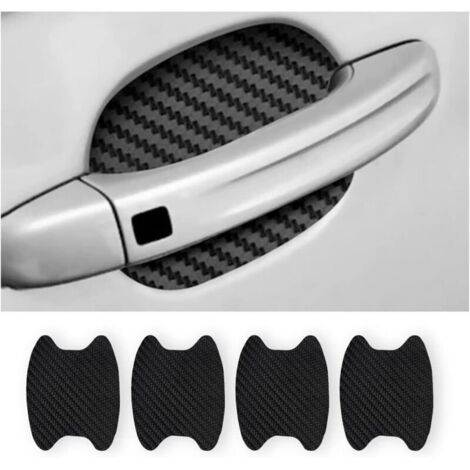 4PCS Autocollants Voiture Extérieur, Film de Protection Universel en Fibre de Carbone Anti-Rayures pour Poigné Porte Voiture, Convient à la Plupart des Poignés Porte Voiture (Noir) (1/5)
