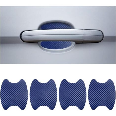 4 Pièces Film de Protection pour Poignée Porte de Voiture, Film Protection Universel en Fibre de Carbone Anti-Rayures pour Poigné Porte Voiture, Convient à Plupart Voiture(Bleu) (1/5)