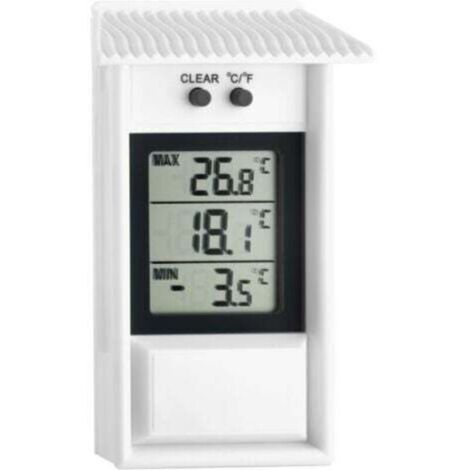 Blanc thermomètre numérique , 30.1053, résistant aux intempéries, utilisable à l'intérieur ou à l'extérieur (1/4)